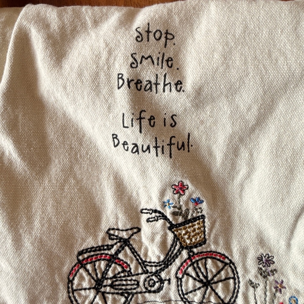 Natural Life Women's Embroidered "Stop, Smile, Breathe. Life is Beautiful" Purse - Picture 3 of 10